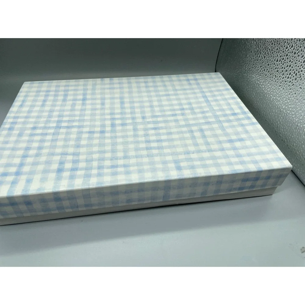 Vintage Geranium‎ Floral Stationery Set Blue Gingham Note Cards Envelopes Seals